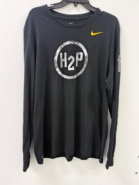 Nike Black Long Sleeve H2P Tee with Yellow Swoosh